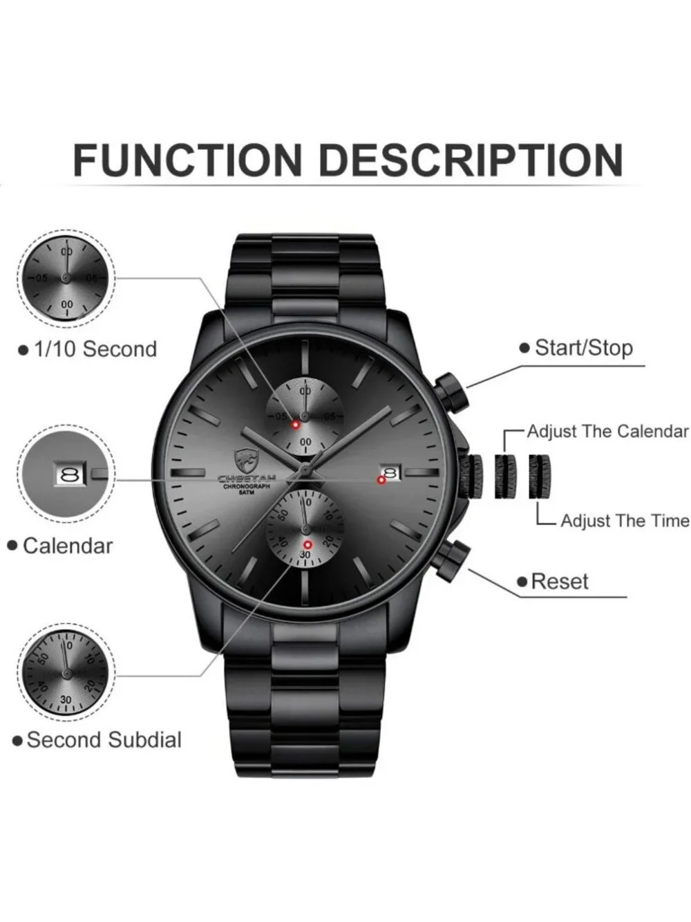 Stylish Men's Waterproof Chronograph Watch | Stainless Steel, Auto Date